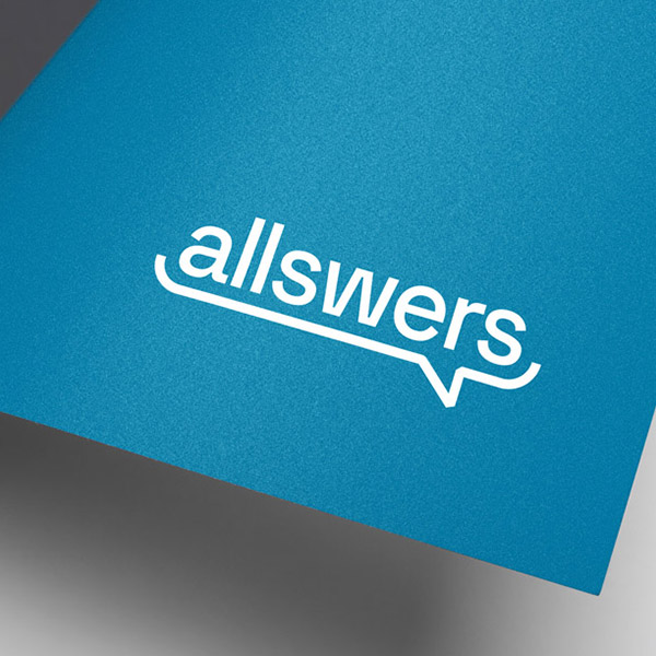 Aplicación de la marca Allswers sobre papelería