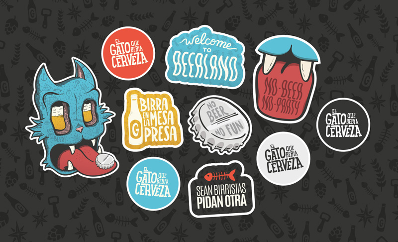 Detalle de todas las pegatinas creadas para la marca