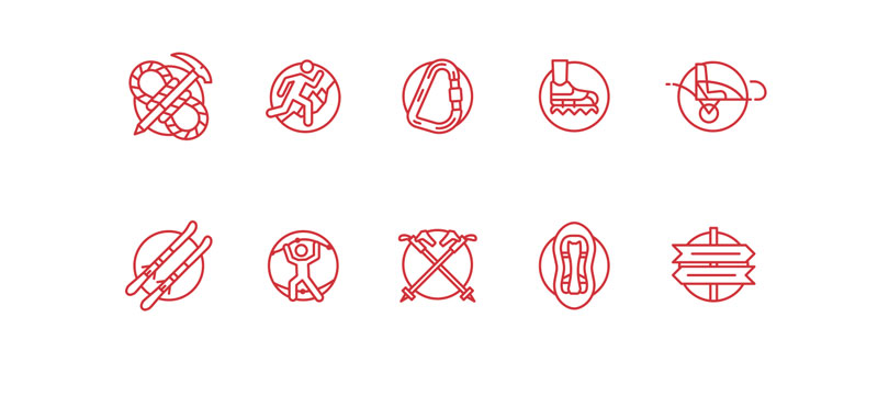Iconografía de los diferentes deportes de montaña