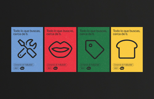 Diferentes versiones de los carteles de la campaña con iconografía para cada tipo de comercio