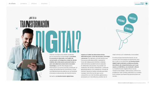 Una de las páginas de la guía de transformación digital con elementos infográficos