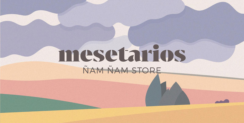 Identidad más lema de la marca sobre ilustración de fondo