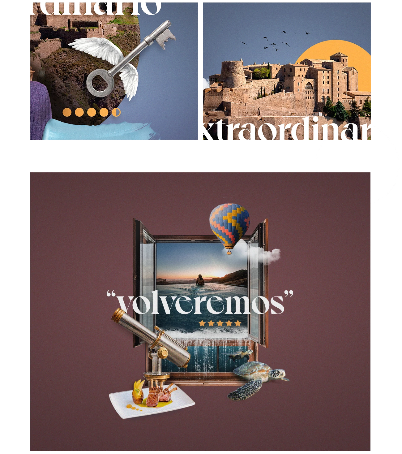 Composición con diferentes detalles de la imagen publicitaria creada para Paradores