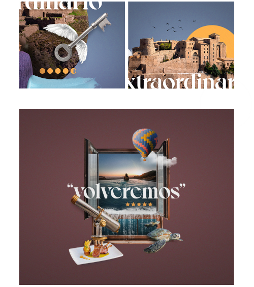 Composición con diferentes detalles de la imagen publicitaria creada para Paradores