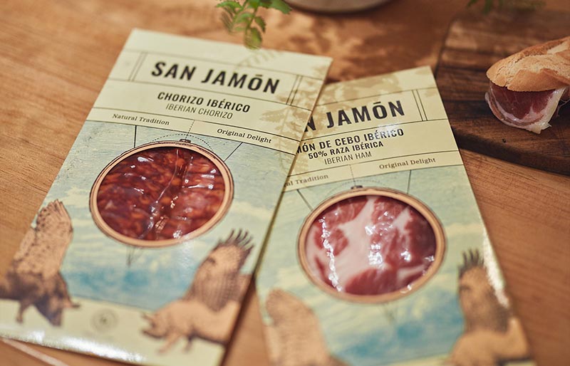 Detalle del packaging con los diferentes loncheados