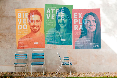 Los tres carteles elaborados para la campaña de la Universidad Europea Miguel de Cervantes