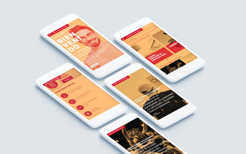 Composición con pantallazos móviles de la web creada para la campaña de captación de la Universidad Europea Miguel de Cervantes