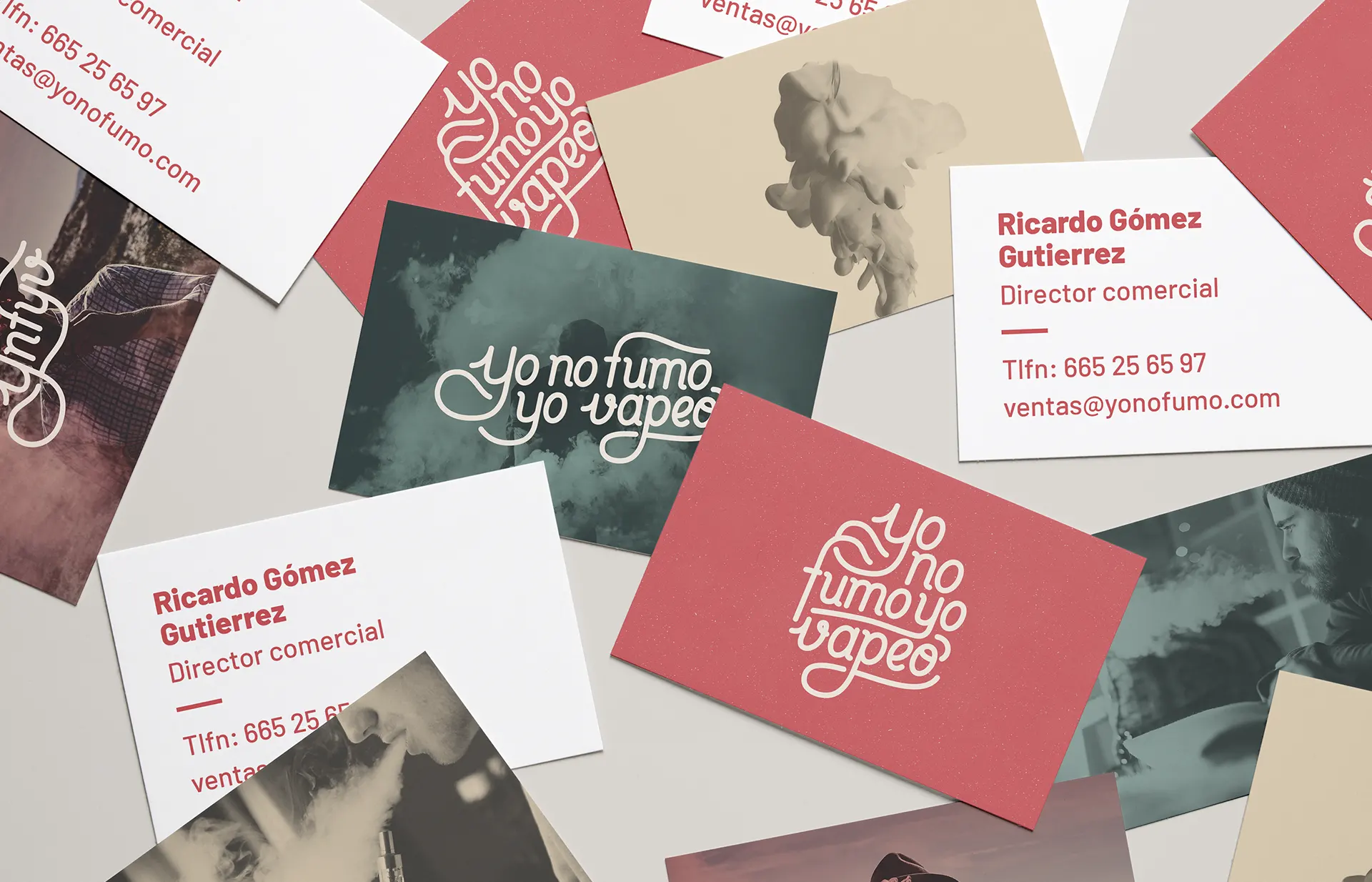Detalle de las tarjetas creadas para YoNoFumoYoVapeo